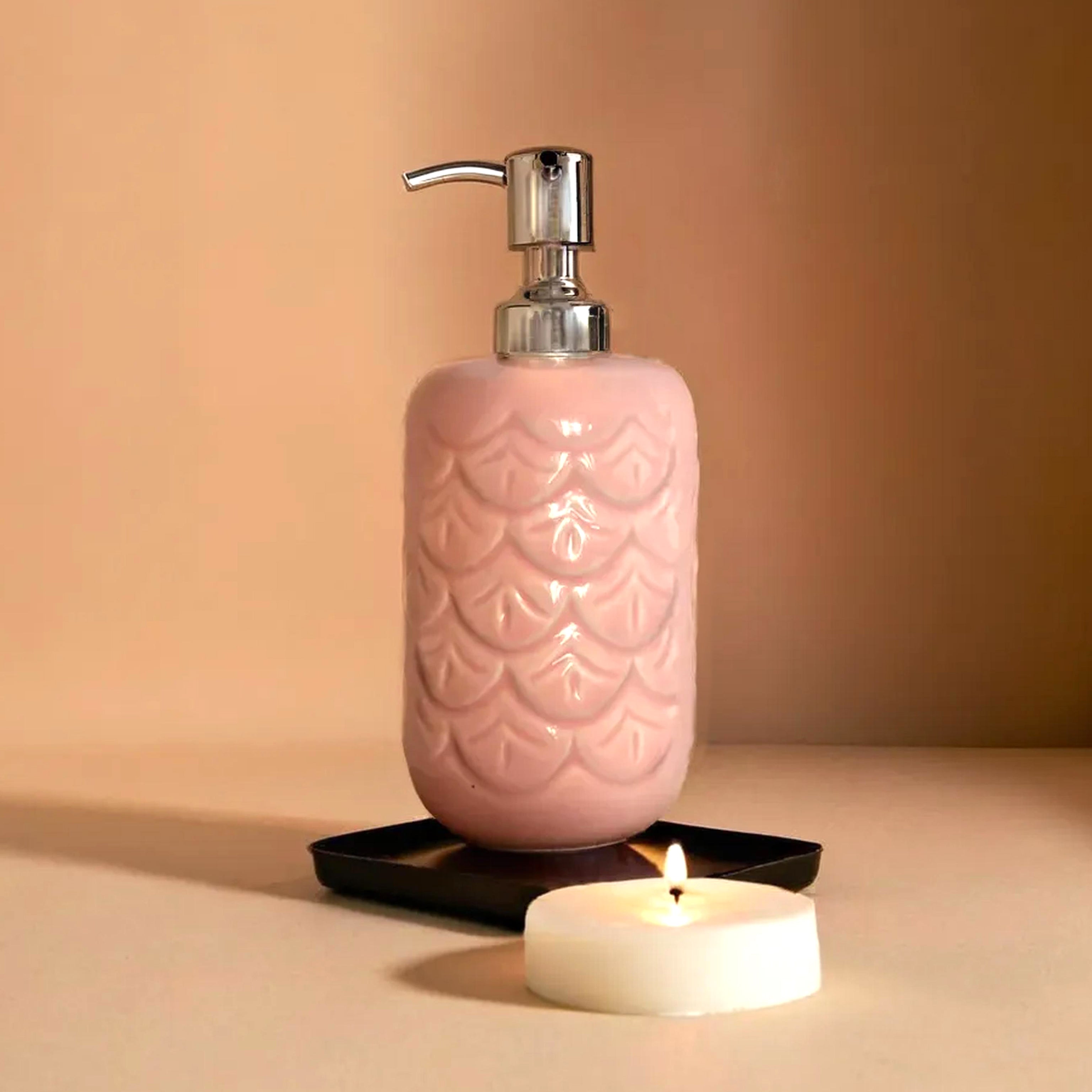 Glossy Pink Ceramic Bath Set of 3