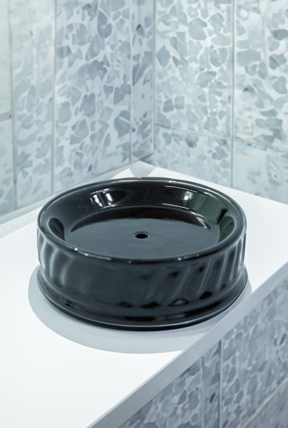 Stylish Black Ceramic Soap Dish Tray