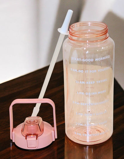 Pink 2-Ltr Sports Water Bottle Leak Proof with Handle and Straw