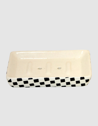 Ceramic Black &amp; White Diamond Paint Bath Set of 3
