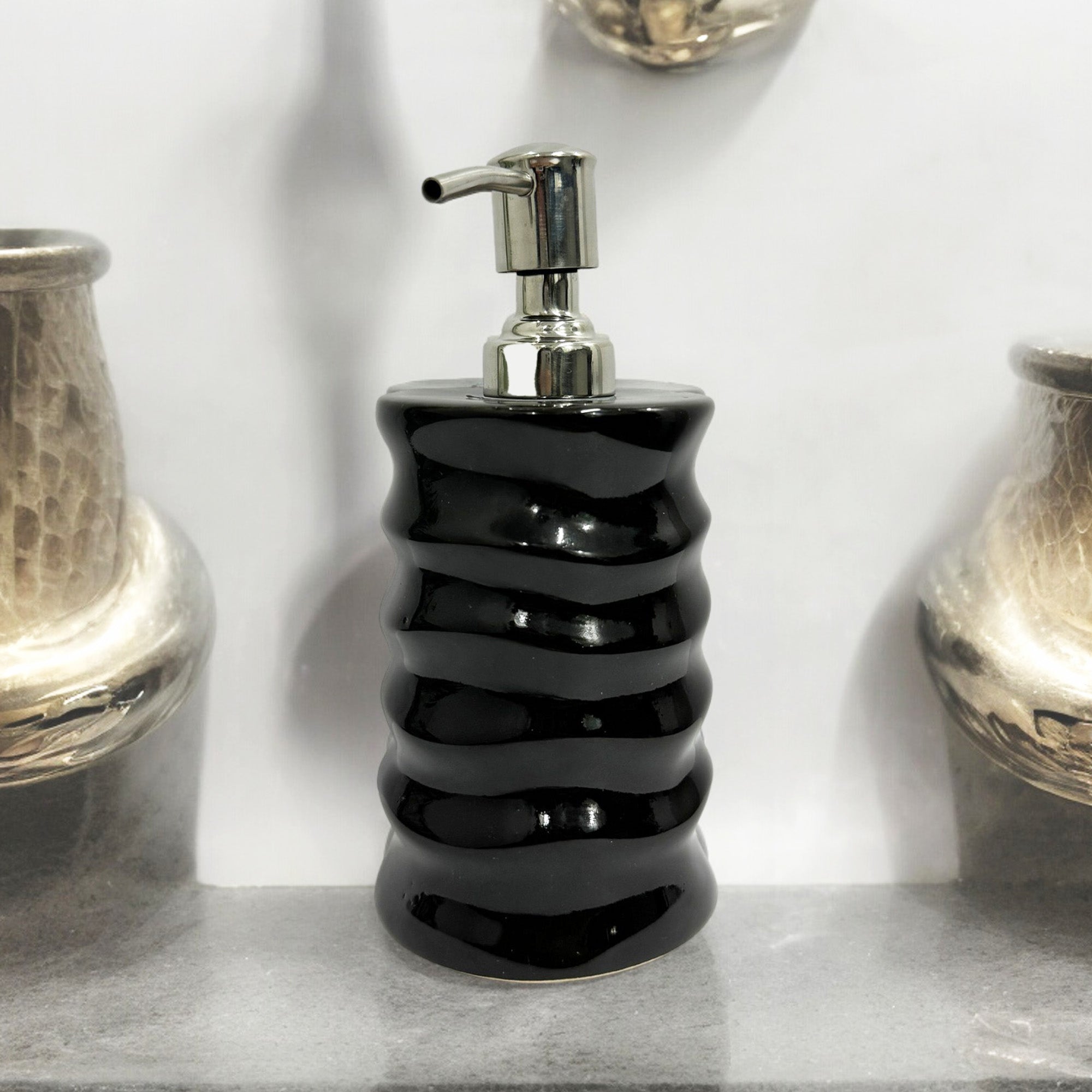 Refillable Ceramic Black Hand Soap Dispenser with Pump