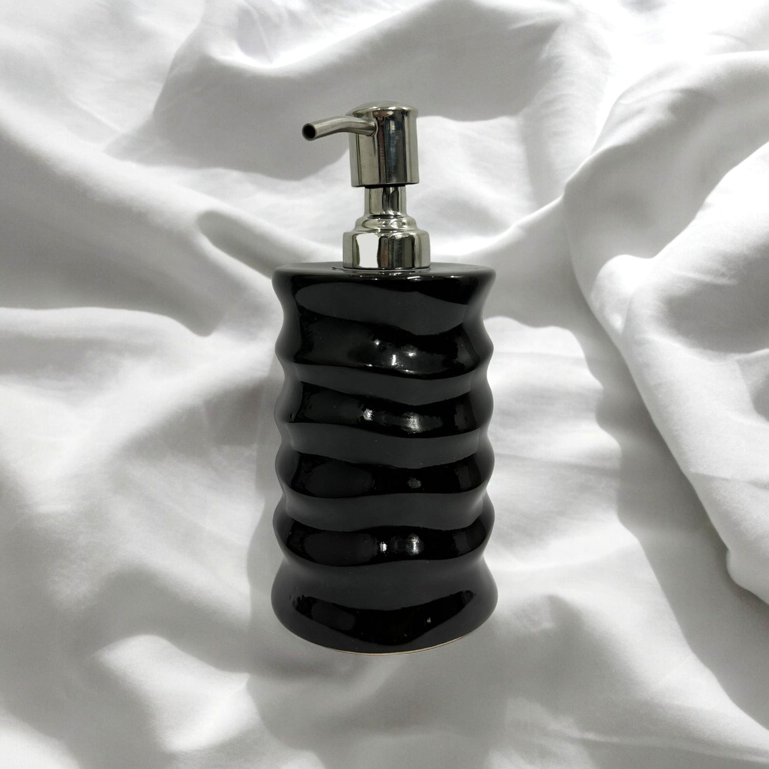 Refillable Ceramic Black Hand Soap Dispenser with Pump