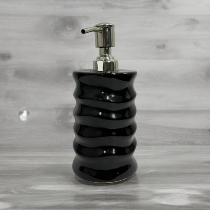 Refillable Ceramic Black Hand Soap Dispenser with Pump