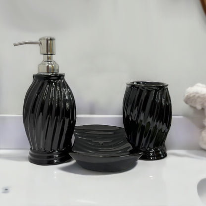 Chic and Modern Black Ceramic Bath Set of 3