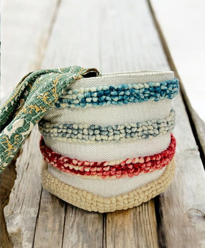 Multicolor Cotton Jute Organizer Laundry Basket