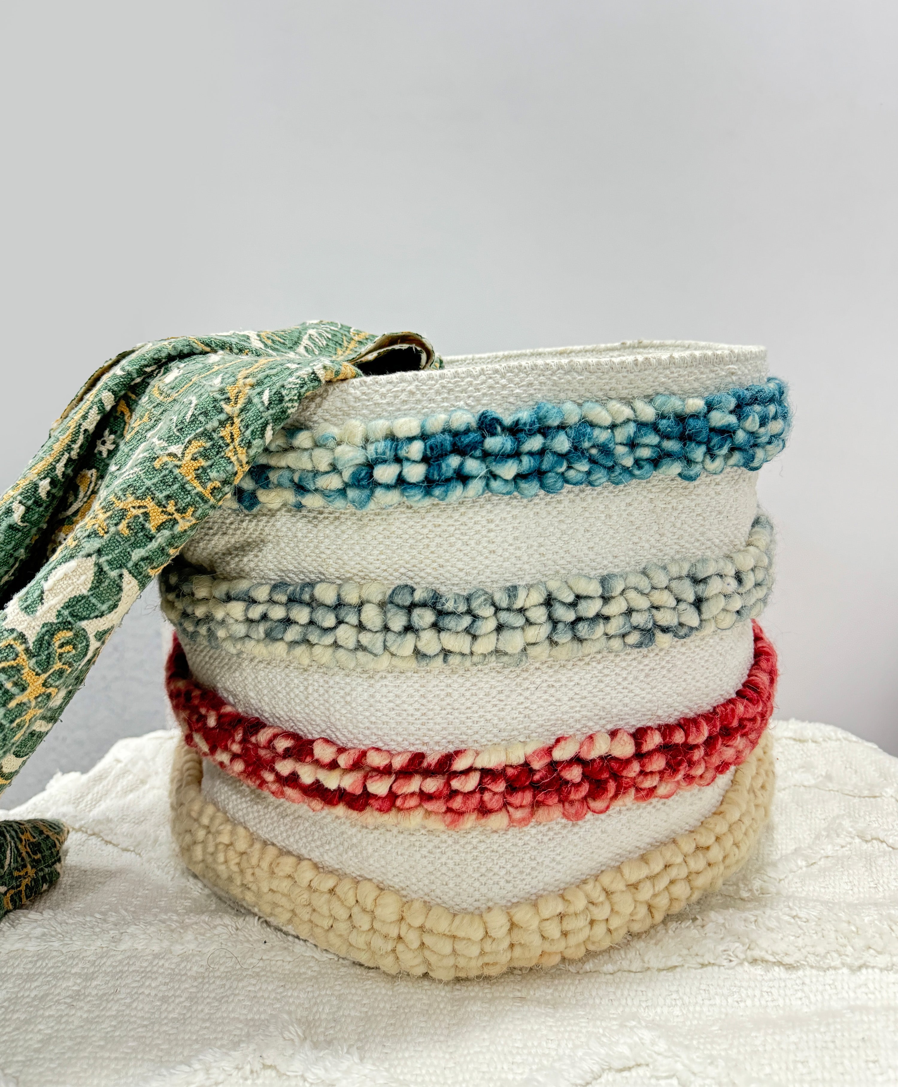 Multicolor Cotton Jute Organizer Laundry Basket