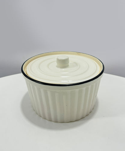 Ceramic White Kitchen Bowl with Wooden Stand