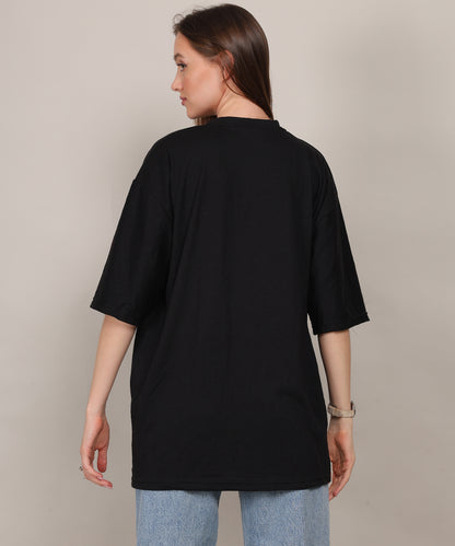 Black Cotton Half Sleeve Oversized T-Shirt – Premium, Soft Fabric, Ideal for Daily Use