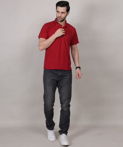 Classic Maroon Polo T-Shirt for Men – Collar Neck, Regular Fit