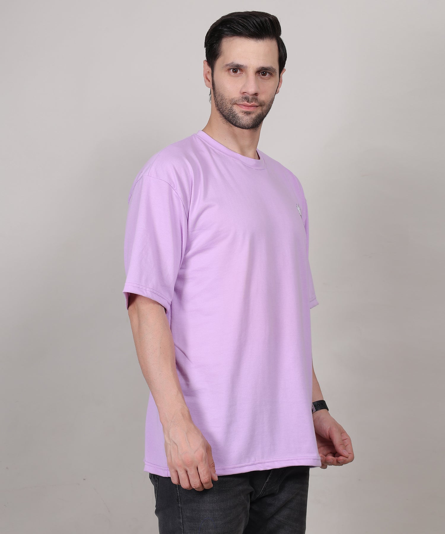 Purple Cotton Oversized T-Shirt for Men – Half Sleeve, Lightweight, Graphic Back Print