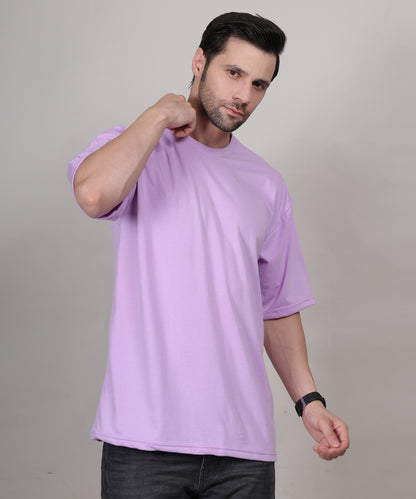Casual Oversized T-Shirt for Men – Purple Cotton, Half Sleeves, Summer Essential