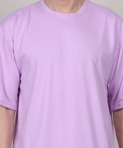 Casual Oversized T-Shirt for Men – Purple Cotton, Half Sleeves, Summer Essential