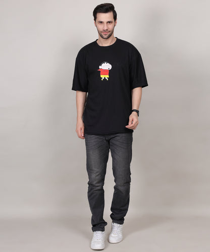 Black Trendy &amp; Stylish Cotton Half Sleeve Oversized  Printed T Shirt