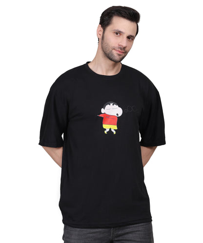 Black Trendy &amp; Stylish Cotton Half Sleeve Oversized  Printed T Shirt