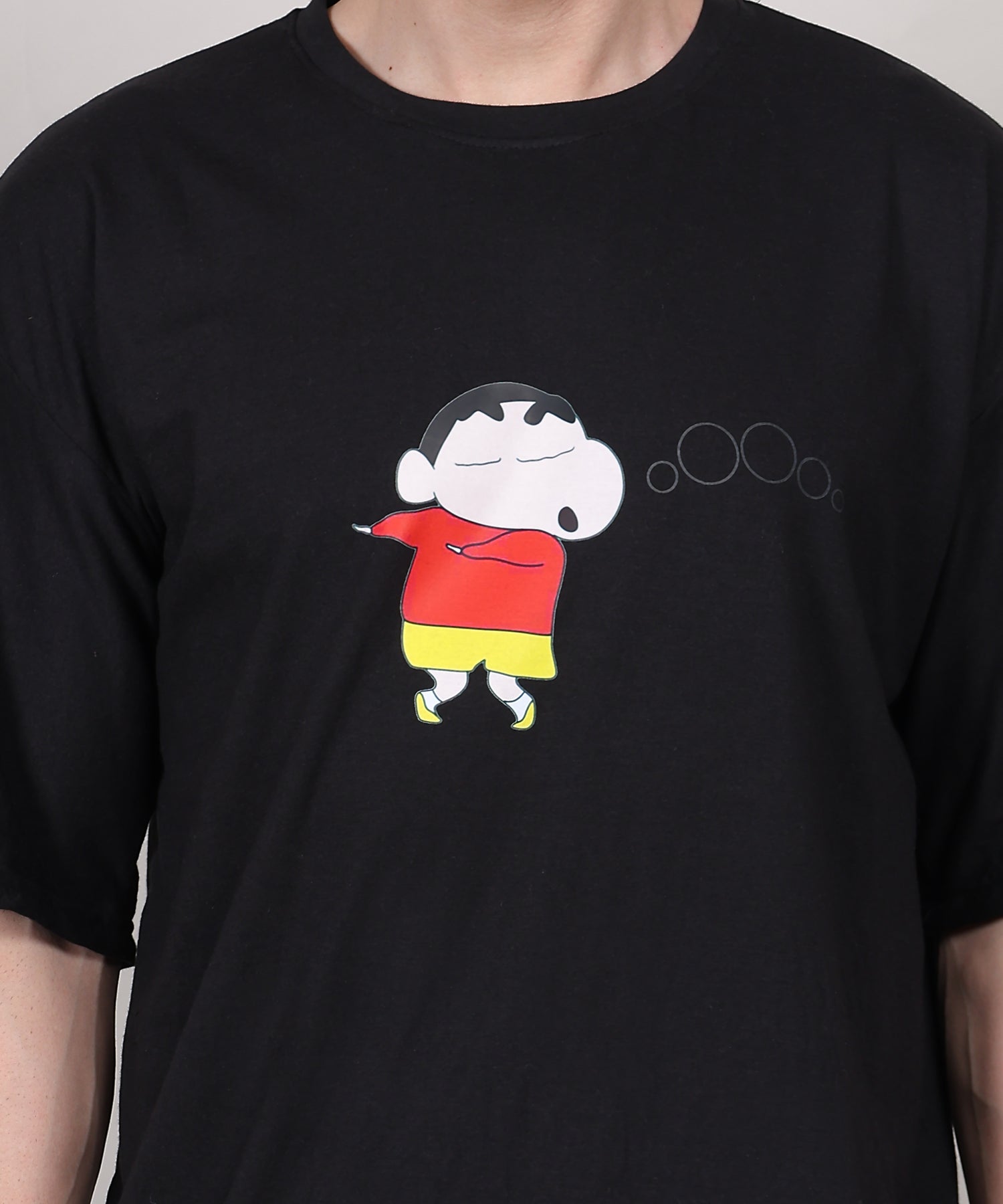 Black Trendy &amp; Stylish Cotton Half Sleeve Oversized  Printed T Shirt