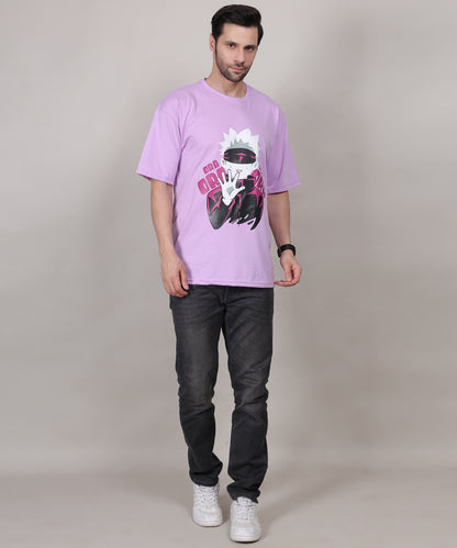 Purple Cotton Oversized T-Shirt for Men – Half Sleeve, Lightweight, Graphic Front Print
