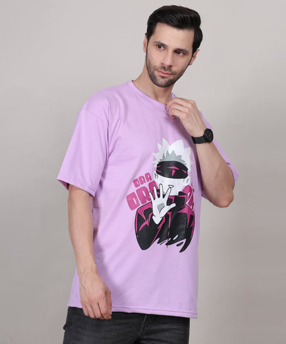 Purple Cotton Oversized T-Shirt for Men – Half Sleeve, Lightweight, Graphic Front Print