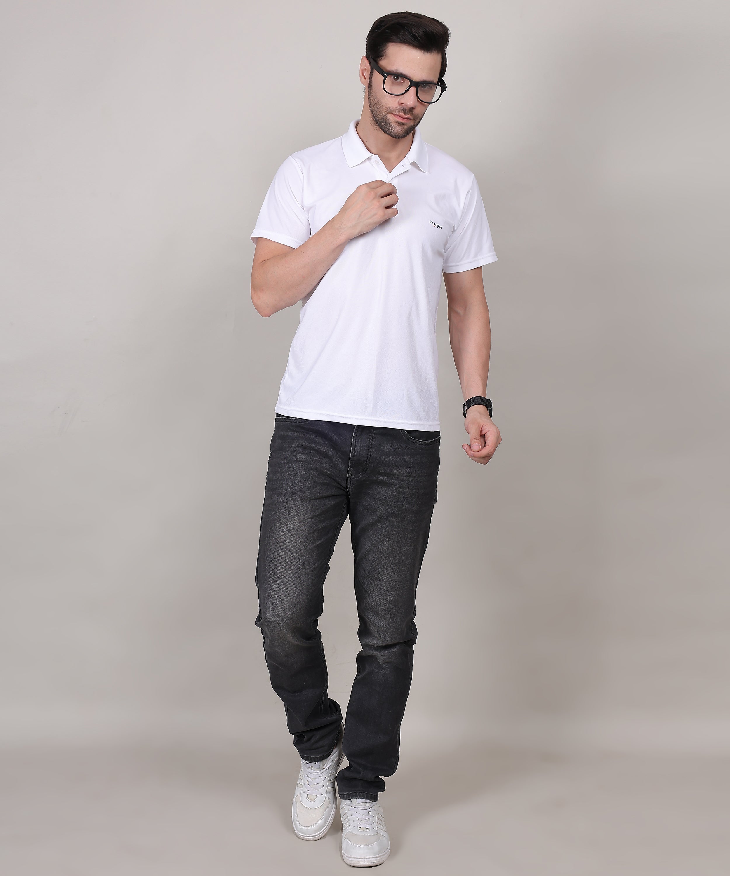White Premium Cotton Polo T-Shirt – Regular Fit for Men, Classic Collar Design