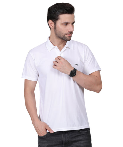 White Premium Cotton Polo T-Shirt – Regular Fit for Men, Classic Collar Design