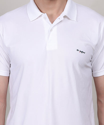 White Premium Cotton Polo T-Shirt – Regular Fit for Men, Classic Collar Design