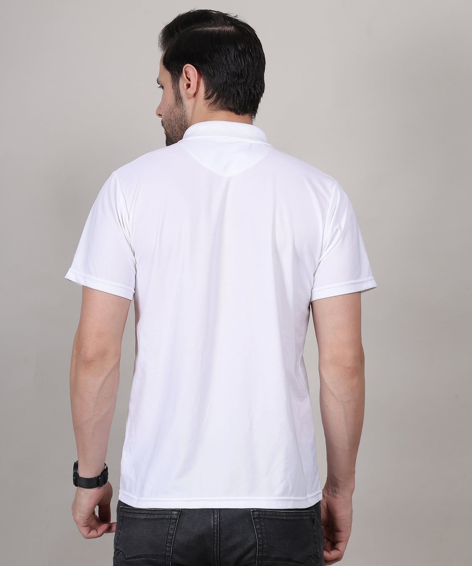 White Premium Cotton Polo T-Shirt – Regular Fit for Men, Classic Collar Design