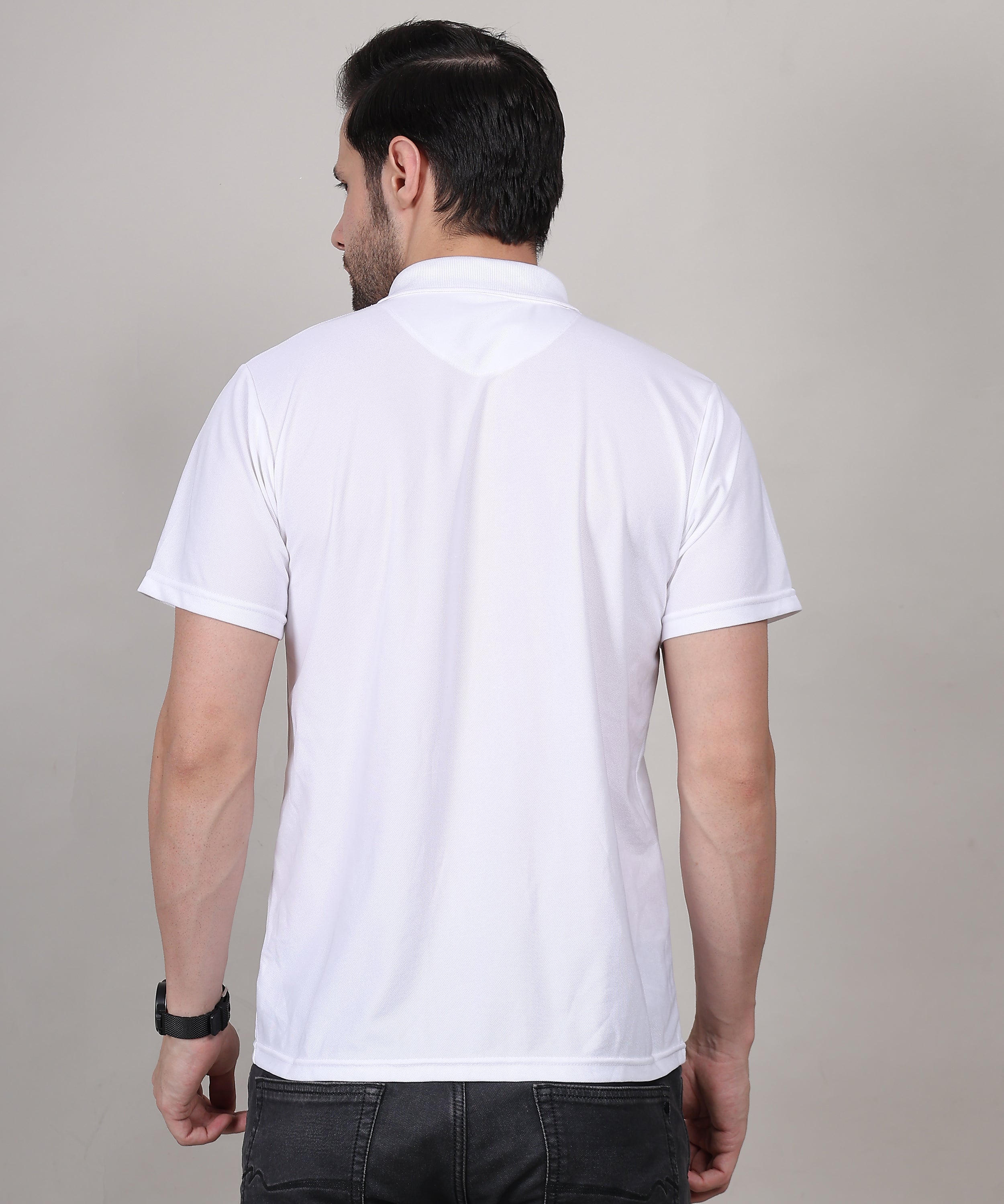 White Premium Cotton Polo T-Shirt – Regular Fit for Men, Classic Collar Design