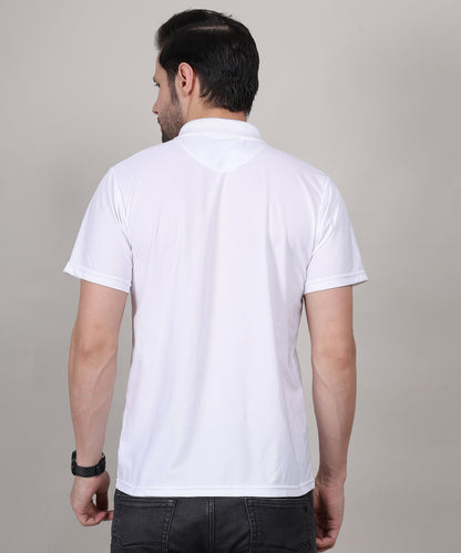 White Premium Cotton Polo T-Shirt – Regular Fit for Men, Classic Collar Design