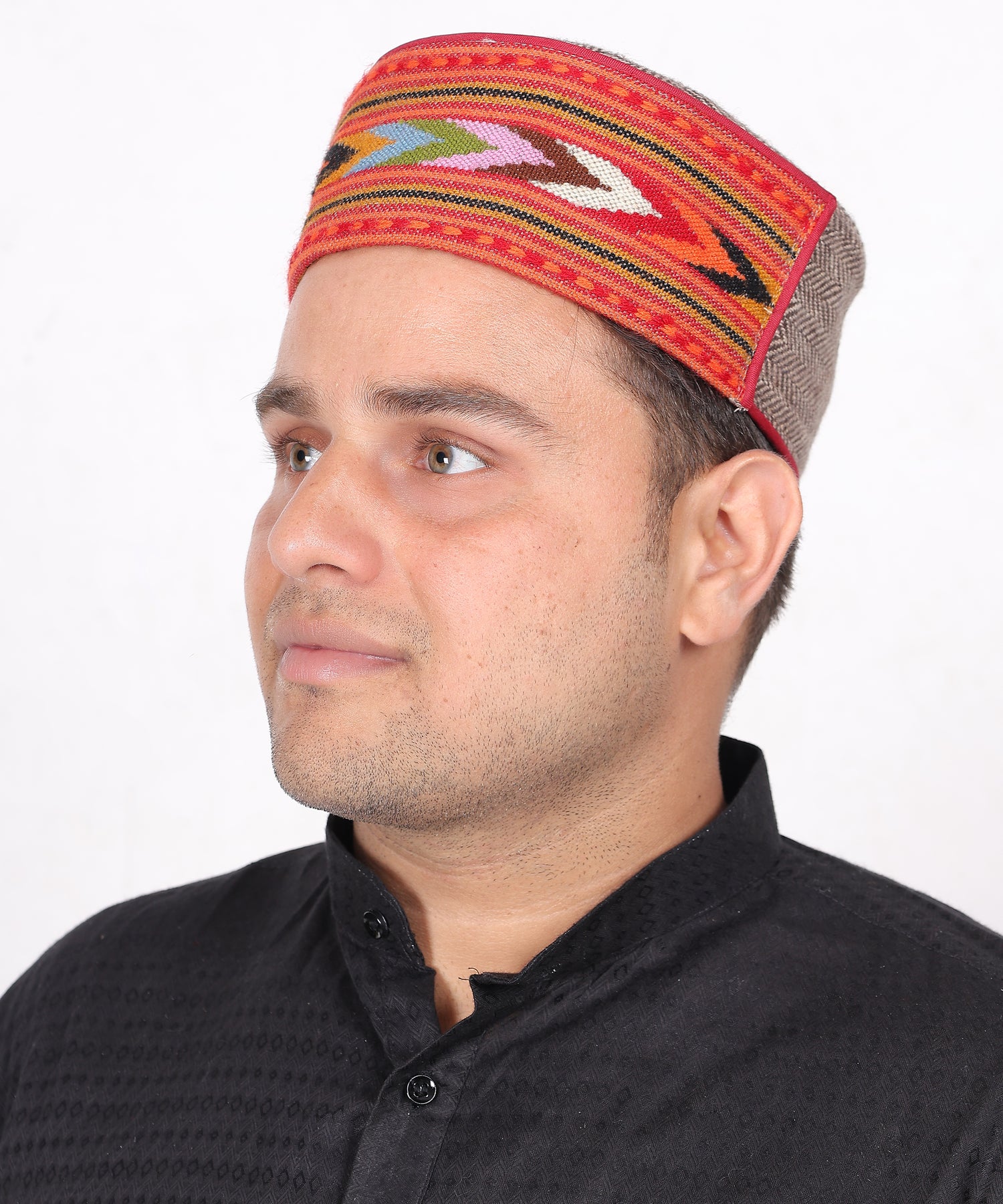 Ethnic Himachali Wool Topi – Handmade Kullu Kinnauri Brown Cap, Perfect for Cultural Wear