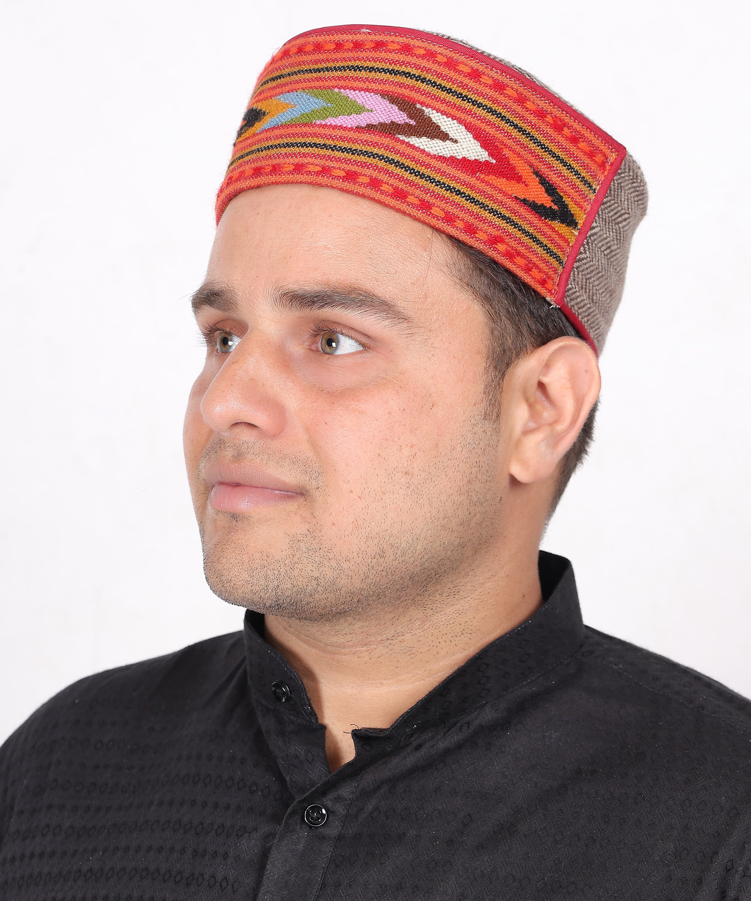 Ethnic Himachali Wool Topi – Handmade Kullu Kinnauri Brown Cap, Perfect for Cultural Wear