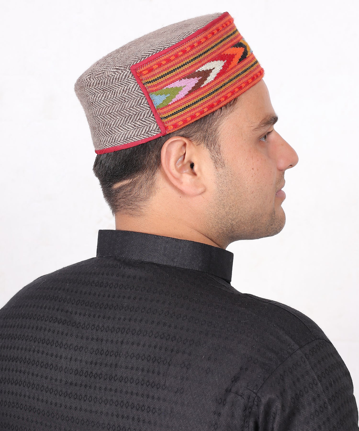 Ethnic Himachali Wool Topi – Handmade Kullu Kinnauri Brown Cap, Perfect for Cultural Wear