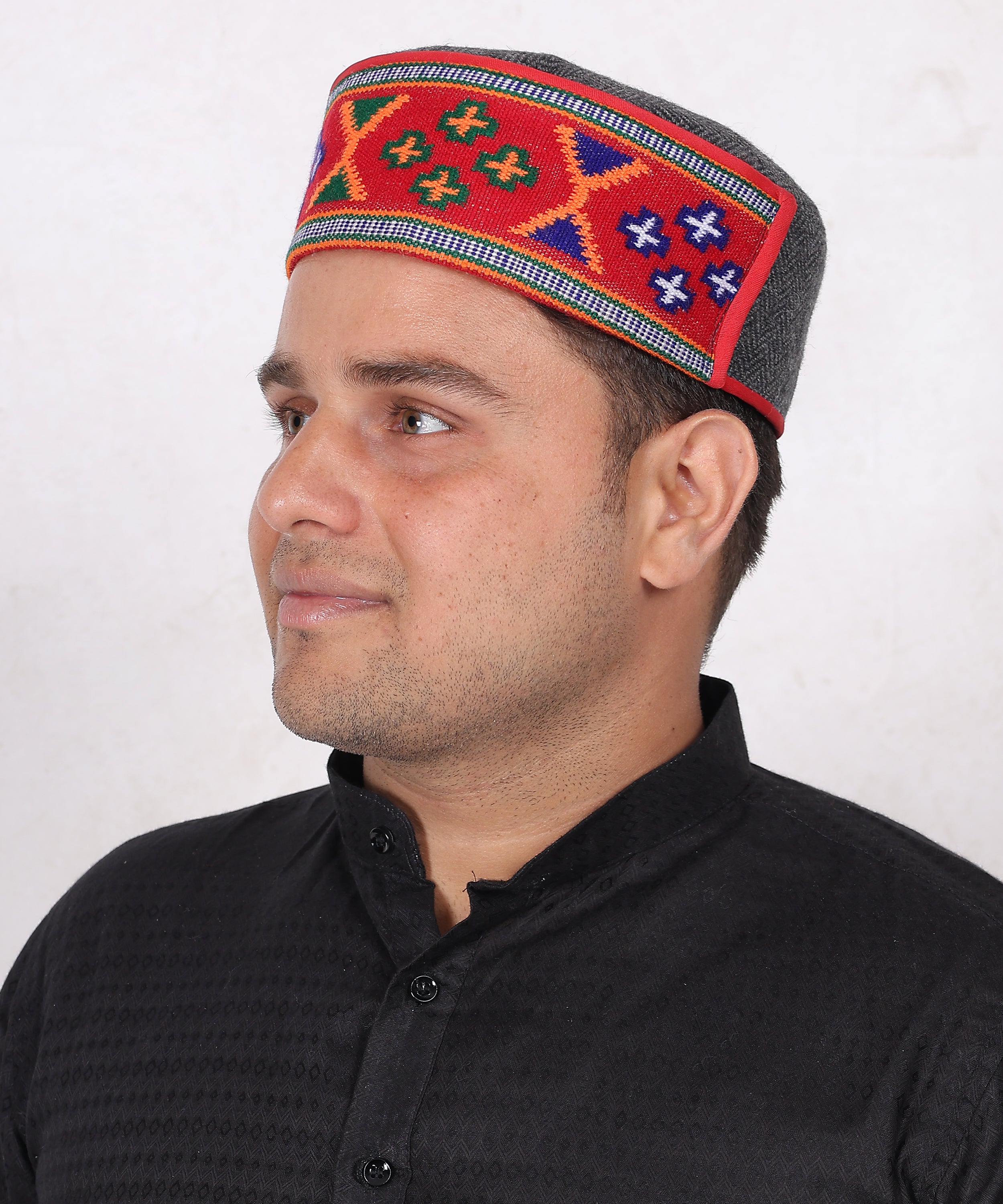 Kullu Kinnauri Pahadi Topi – Pure Wool, Handcrafted Himachali Grey Cap for Traditional Look