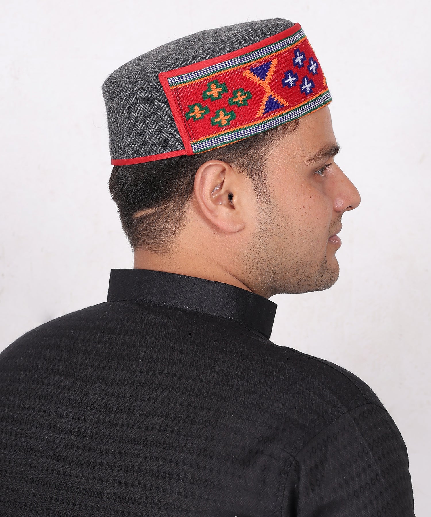 Kullu Kinnauri Pahadi Topi – Pure Wool, Handcrafted Himachali Grey Cap for Traditional Look