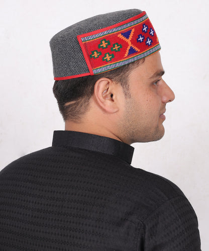 Kullu Kinnauri Pahadi Topi – Pure Wool, Handcrafted Himachali Grey Cap for Traditional Look