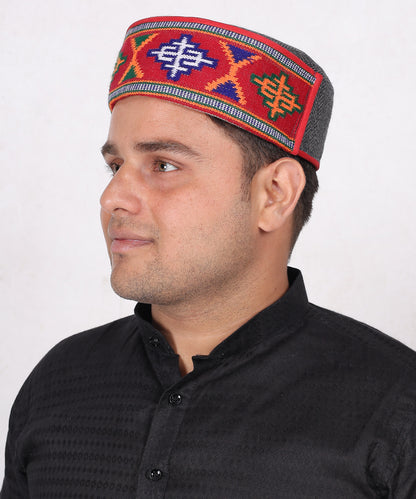 Traditional Himachali Wool Grey Cap – Kullu Kinnauri Pahadi Topi, Handcrafted in Wool