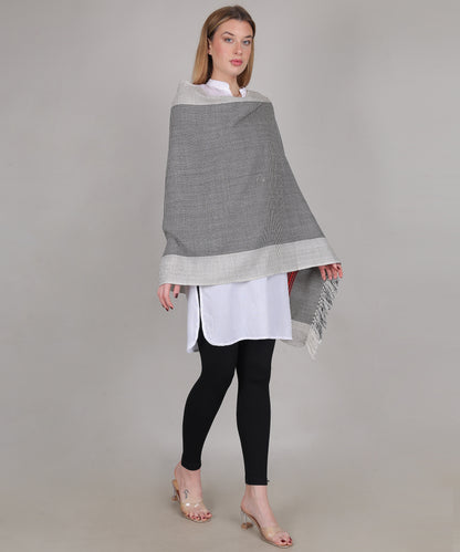 Handcrafted Kullu Pure Woollen Black Stole – A Traditional Touch of Himachali Craft