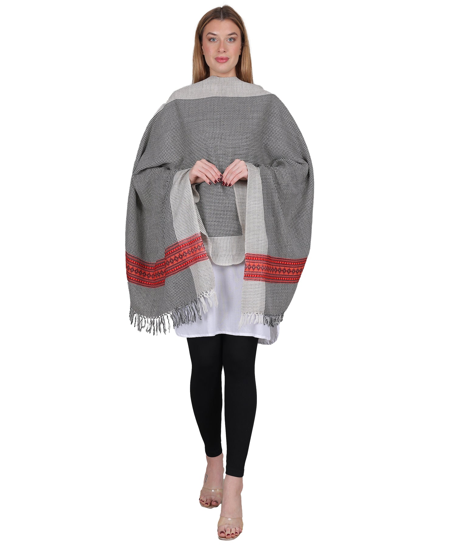 Handcrafted Kullu Pure Woollen Black Stole – A Traditional Touch of Himachali Craft