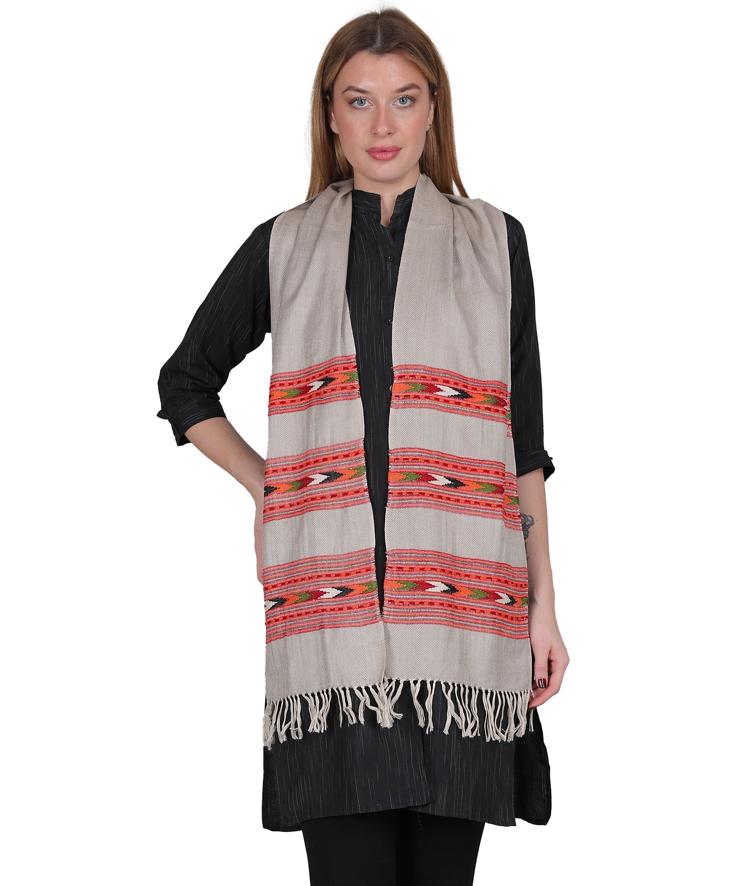 Handwoven Kullu Pure Woollen Light Grey Muffler