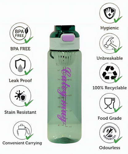 Classic Transparent Green Alkaline Water Bottle with Filter Mesh for Summer