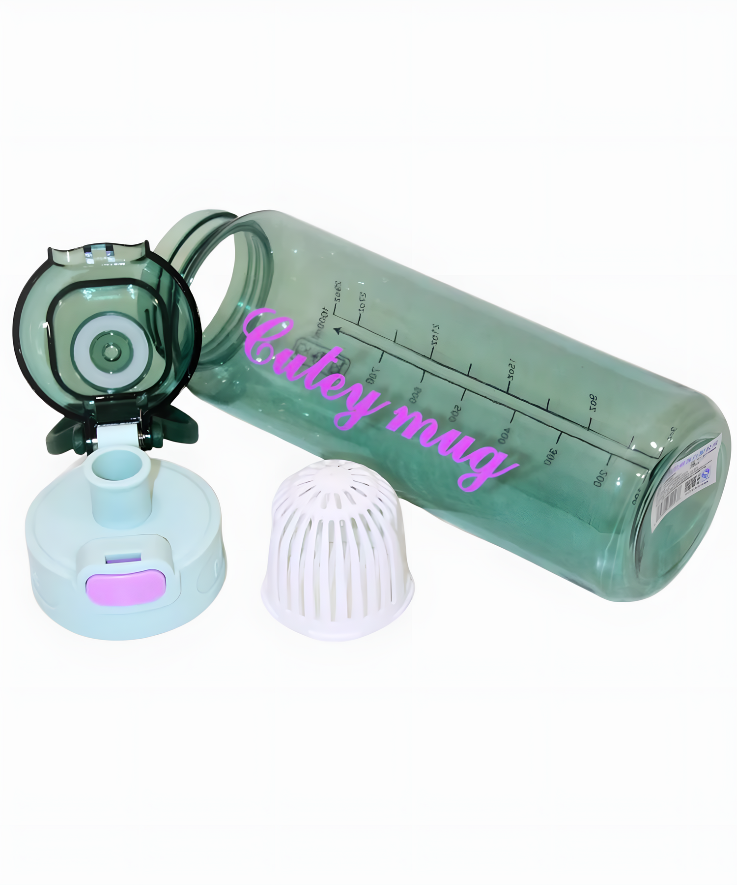 Classic Transparent Green Alkaline Water Bottle with Filter Mesh for Summer