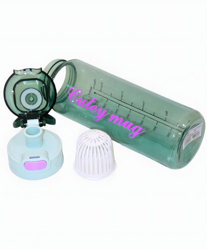 Classic Transparent Green Alkaline Water Bottle with Filter Mesh for Summer