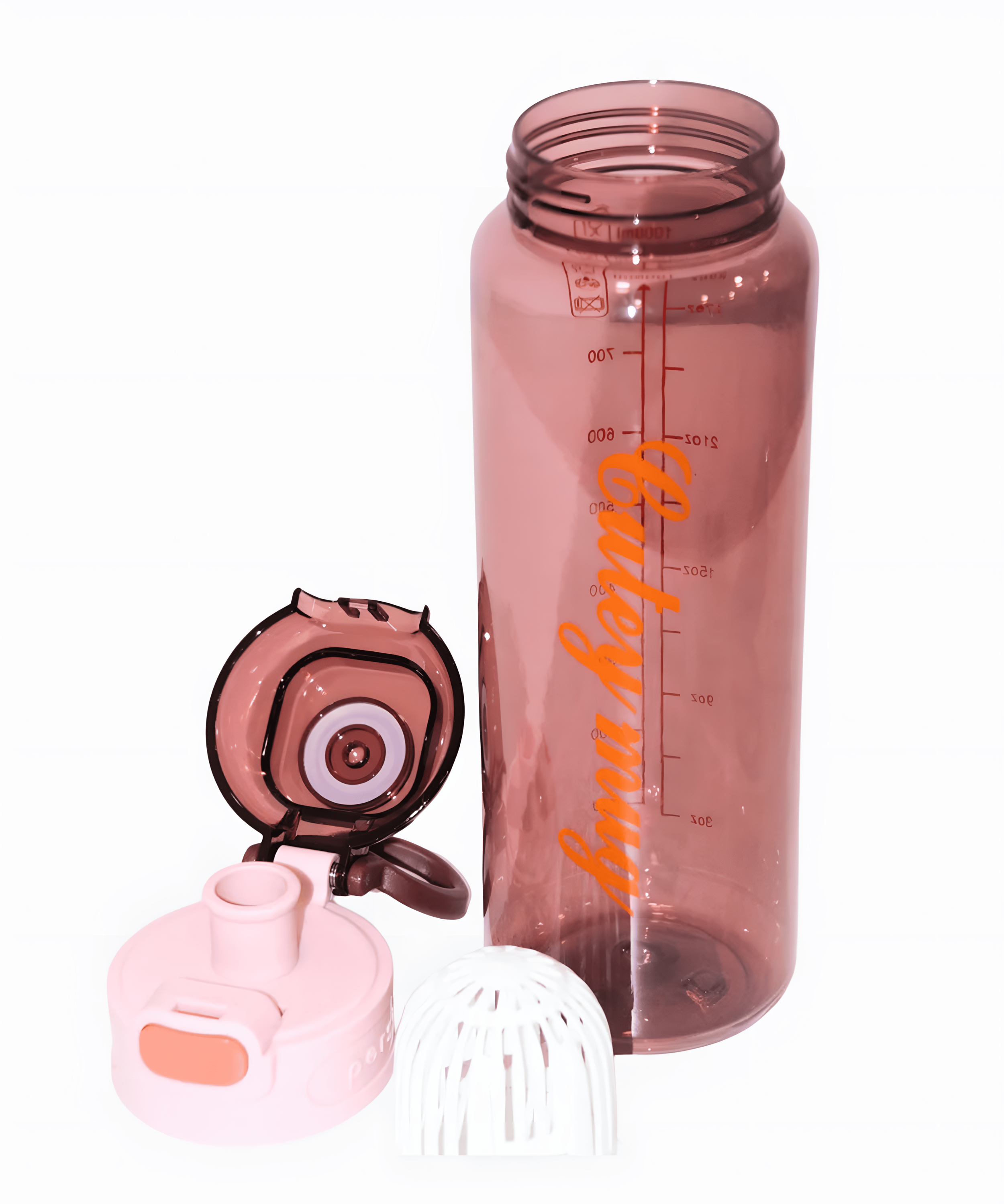 Red Transparent  Alkaline Water Bottle with Filter Mesh