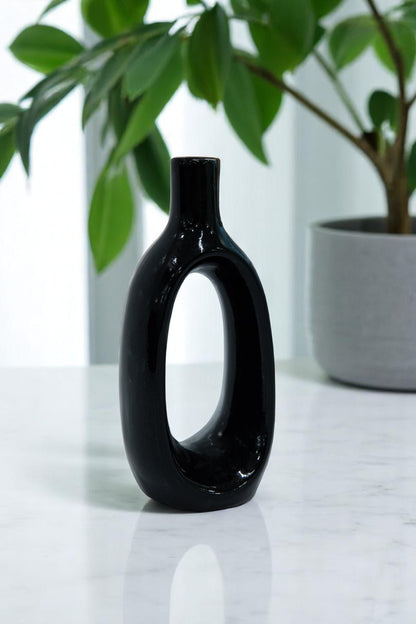 Classic Black Ceramic Decorative Flower Vase